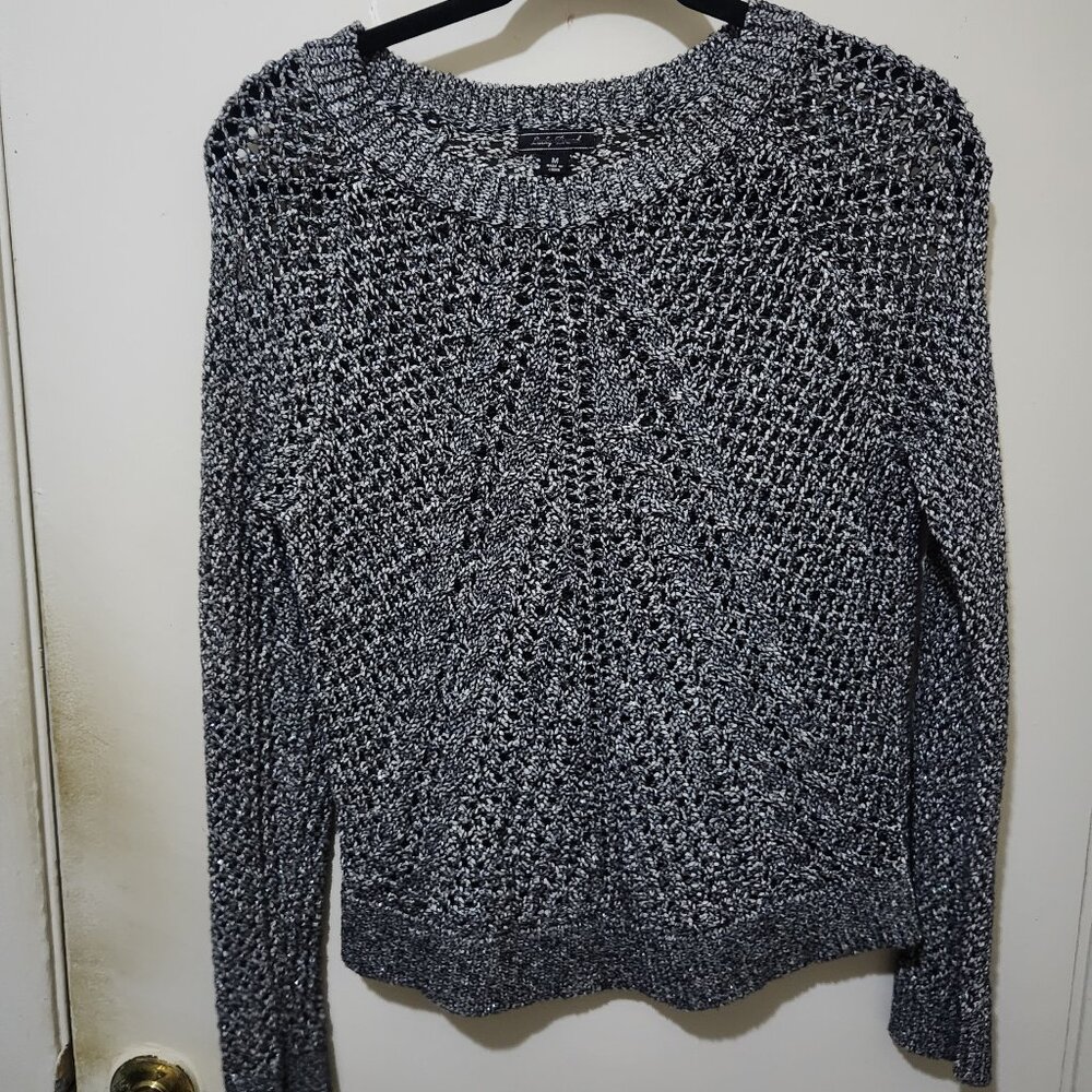 Lucky Brand Open Knit Sweater Metallic Shade Size Medium
